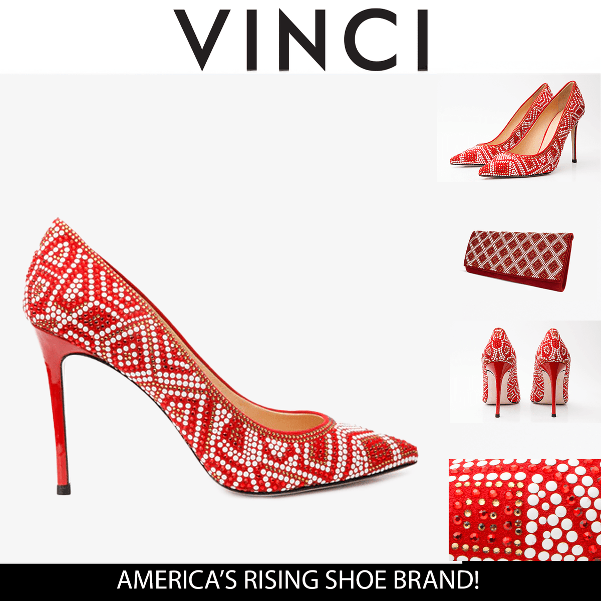 The Nampula Red Glitter Leather Pump Women Shoe - Che Cose Belle