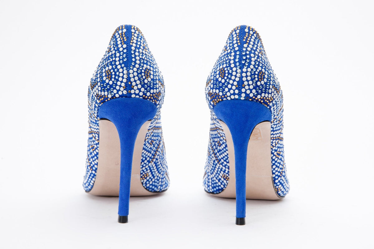 The Nampula Sax Blue Glitter Leather Pump Women Shoe - Che Cose Belle