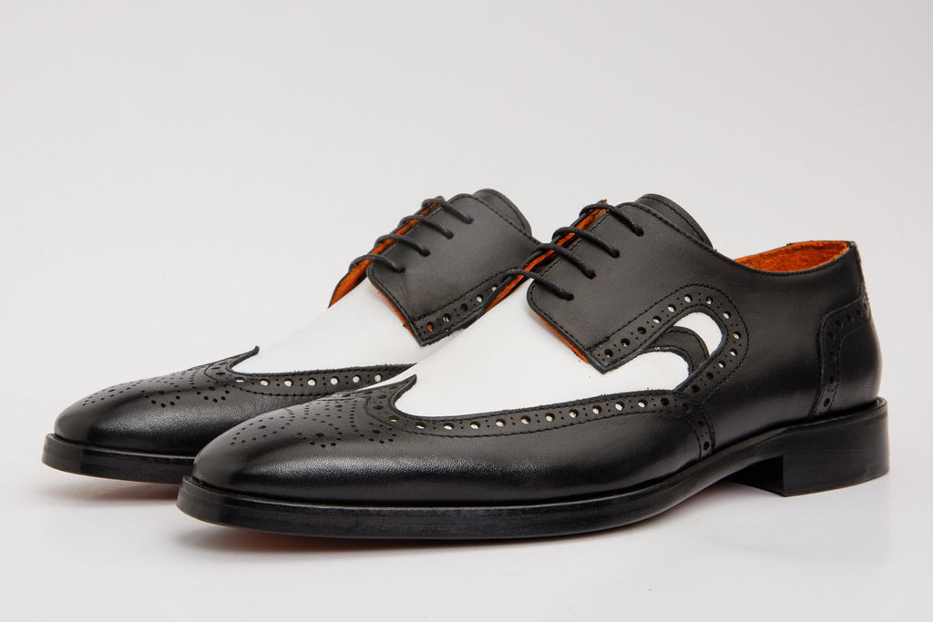 The Neiva Black & White Wingtip Semi Brogue Derby Men Shoe - Che Cose Belle