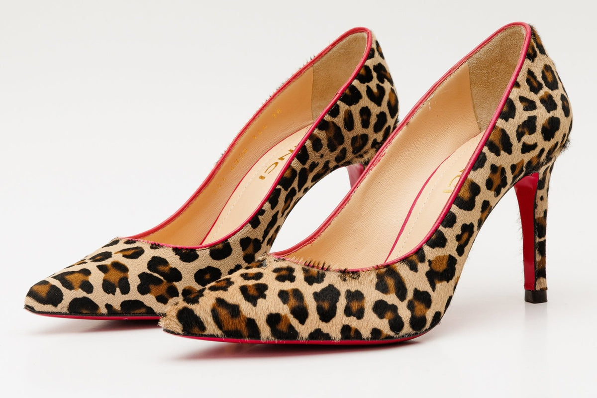 The Olbia Leopard Leather Pump Fuchsia Sole Women Shoe - Che Cose Belle