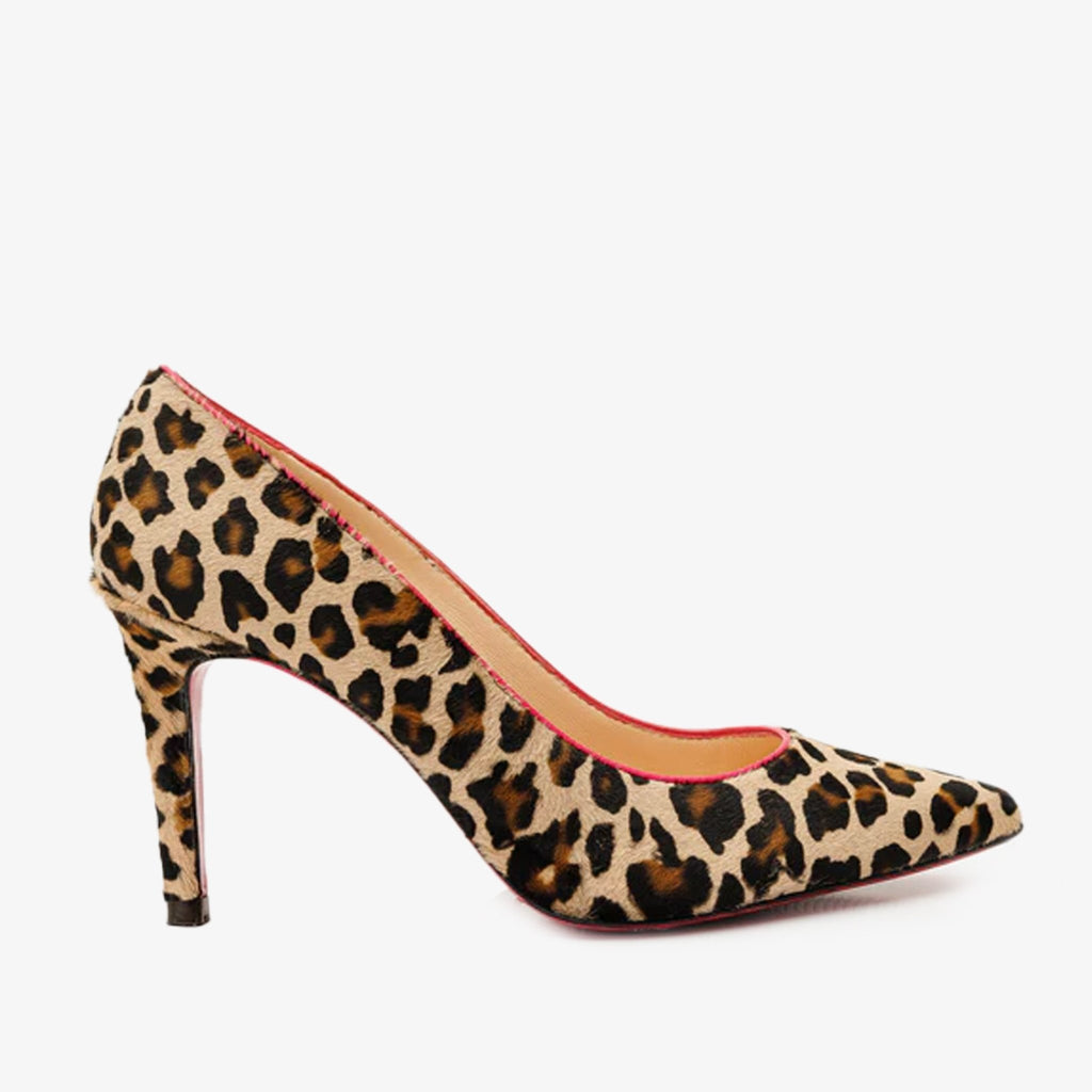 The Olbia Leopard Leather Pump Fuchsia Sole Women Shoe - Che Cose Belle