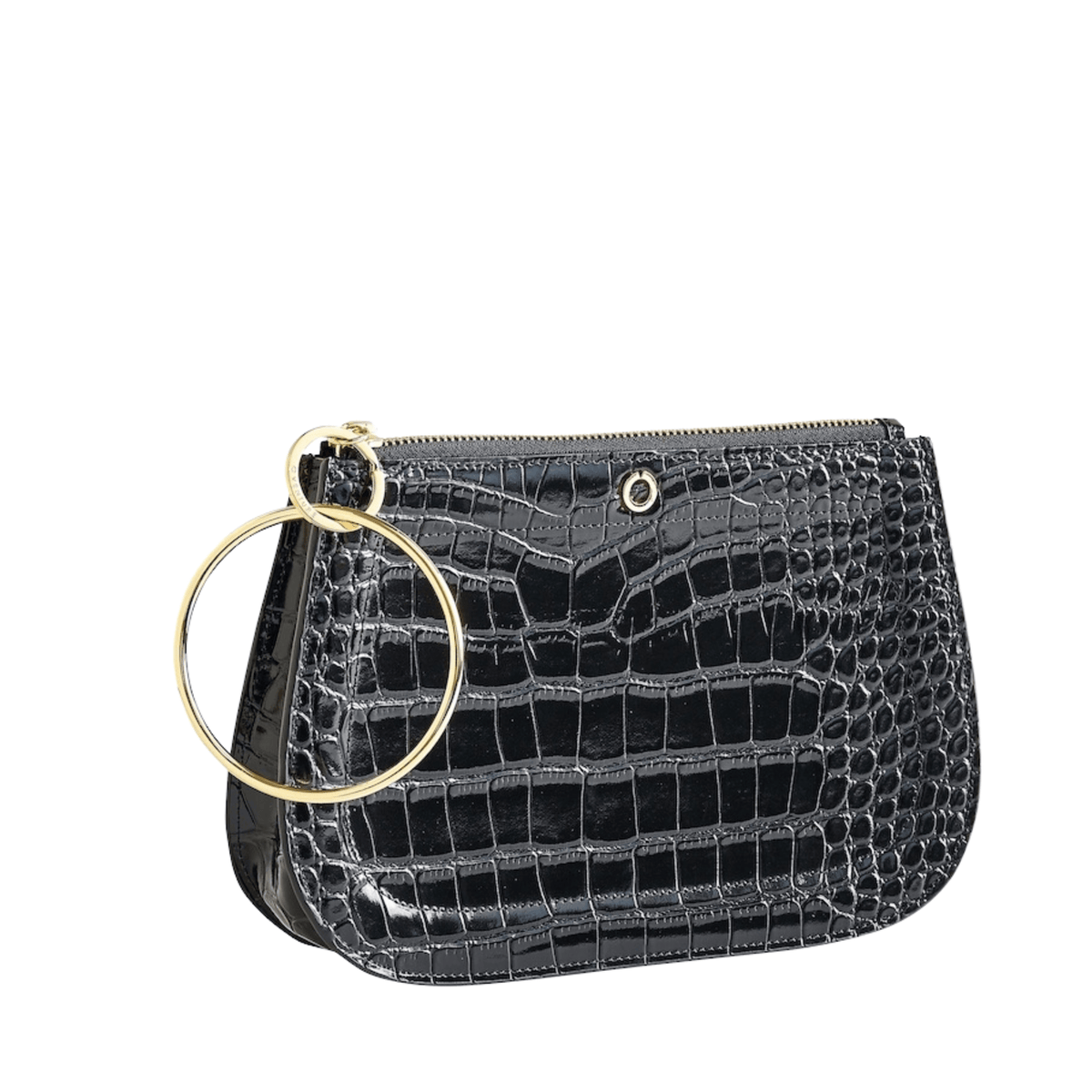 The Original Bracelet Bag — Black Croc Leather, Gold - Che Cose Belle