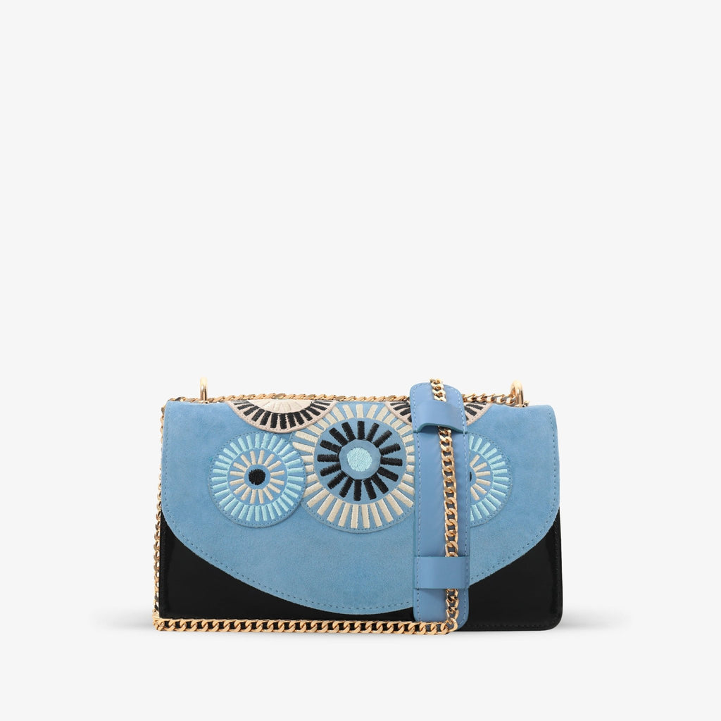 The Parama Blue Suede Leather Handbag - Che Cose Belle