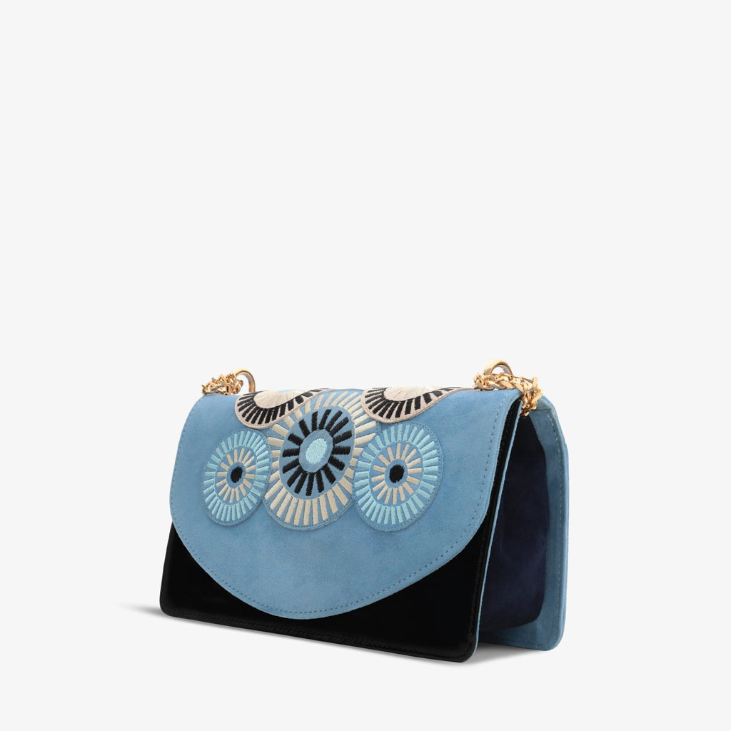 The Parama Blue Suede Leather Handbag - Che Cose Belle