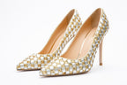 The Saks Tory Gold & Silver Handwoven Leather Pump Women Shoe - Che Cose Belle