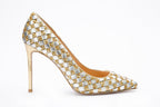The Saks Tory Gold & Silver Handwoven Leather Pump Women Shoe - Che Cose Belle