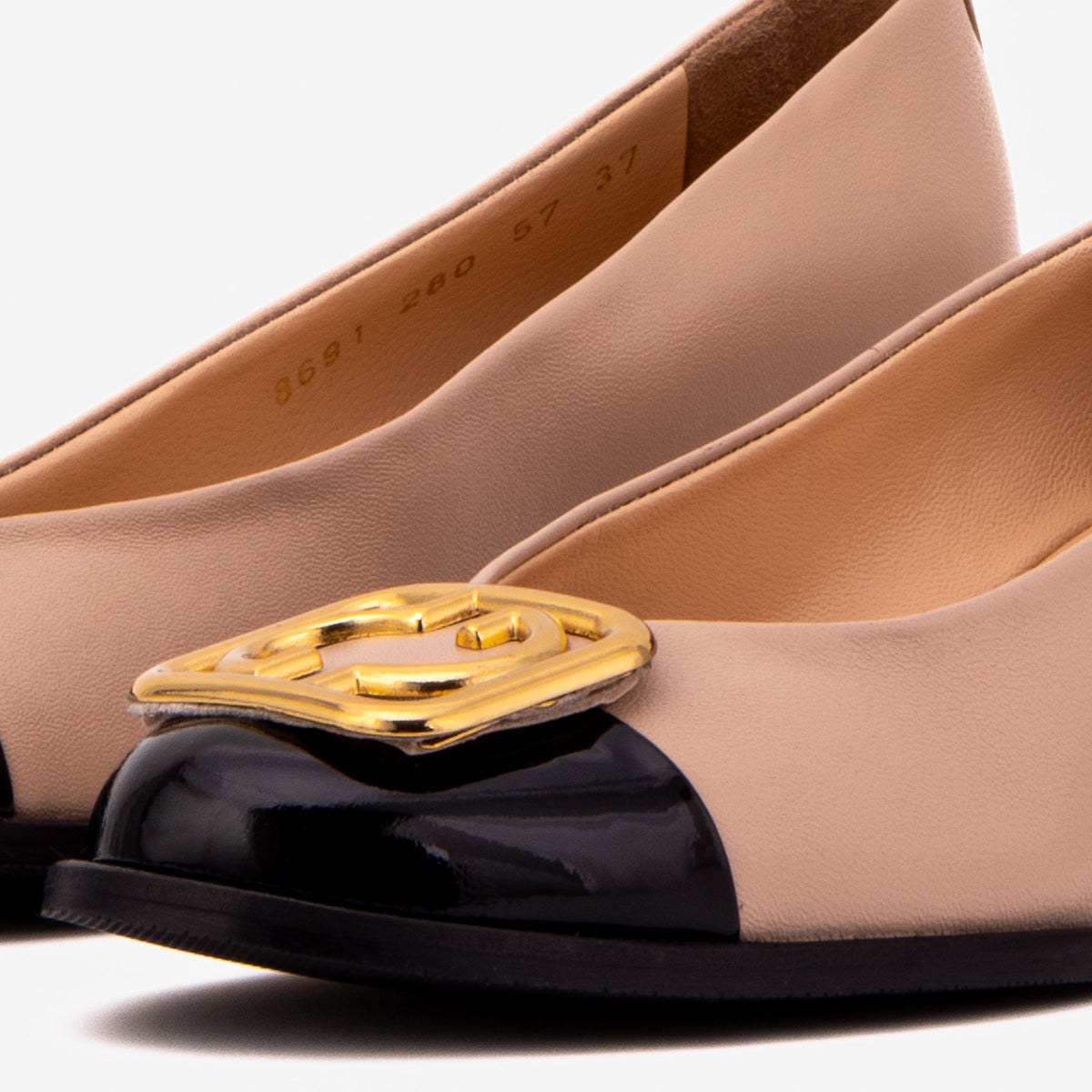 The Selene Beige & Black Leather Wedge Heel Women Shoe - Che Cose Belle