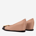 The Selene Beige & Black Leather Wedge Heel Women Shoe - Che Cose Belle