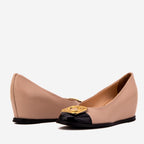 The Selene Beige & Black Leather Wedge Heel Women Shoe - Che Cose Belle