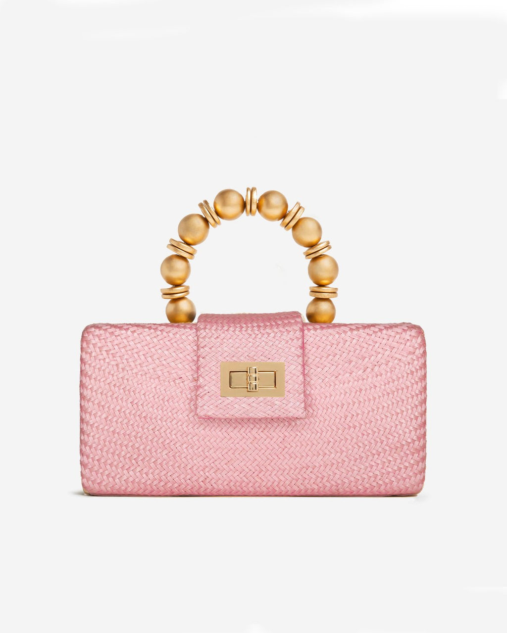 THE SERENA Light Pink Woven Straw Clutch Bag - Che Cose Belle