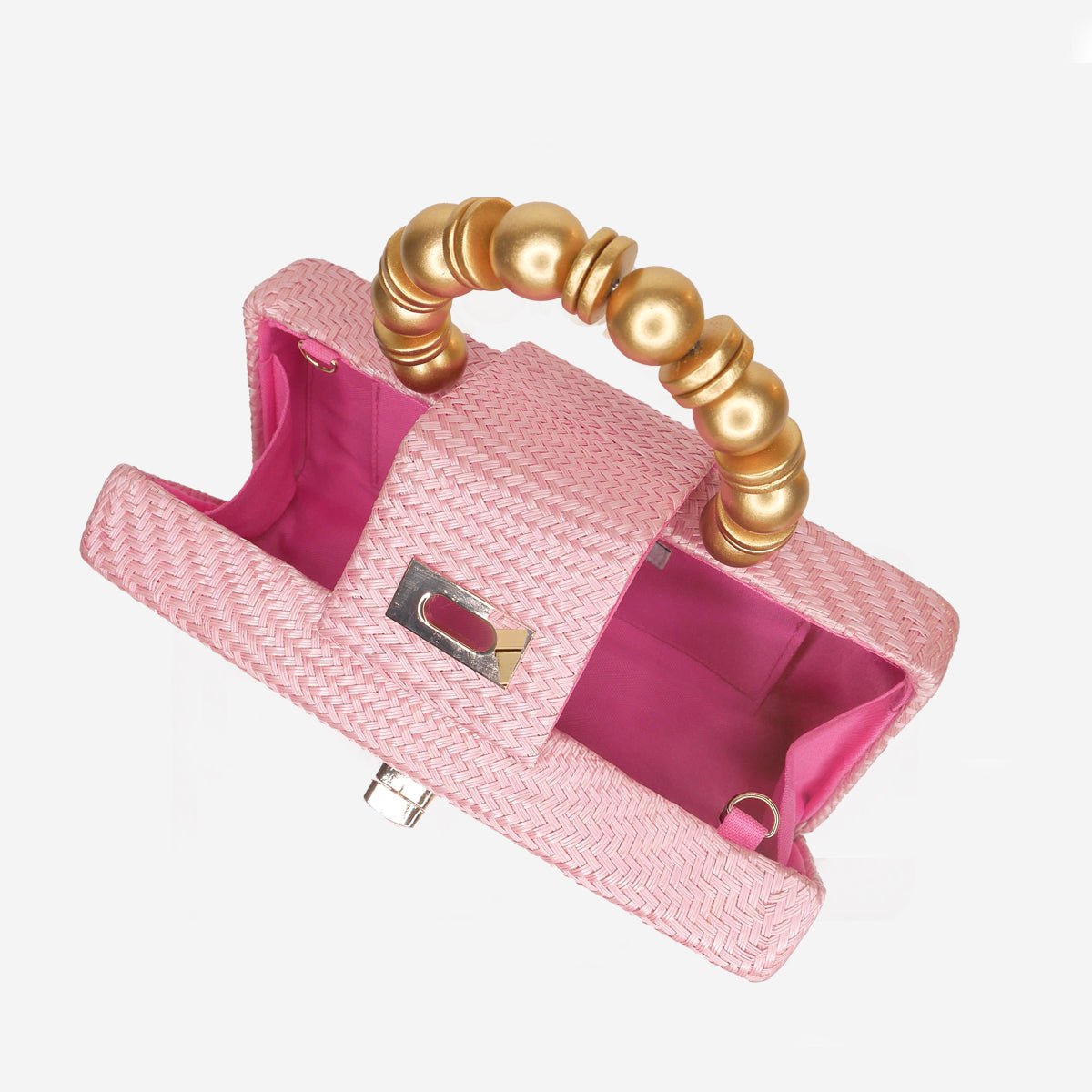 THE SERENA Light Pink Woven Straw Clutch Bag - Che Cose Belle