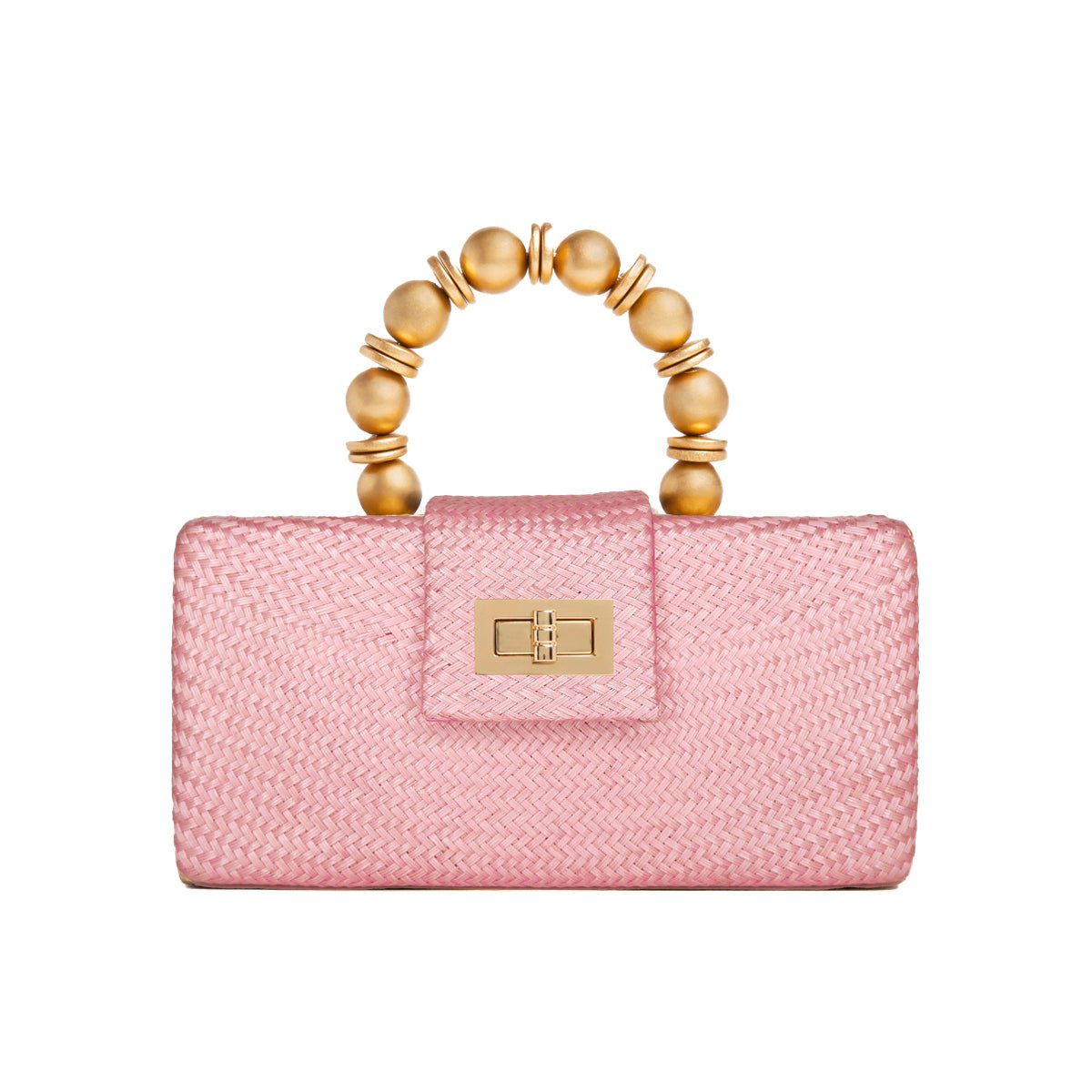 THE SERENA Light Pink Woven Straw Clutch Bag - Che Cose Belle