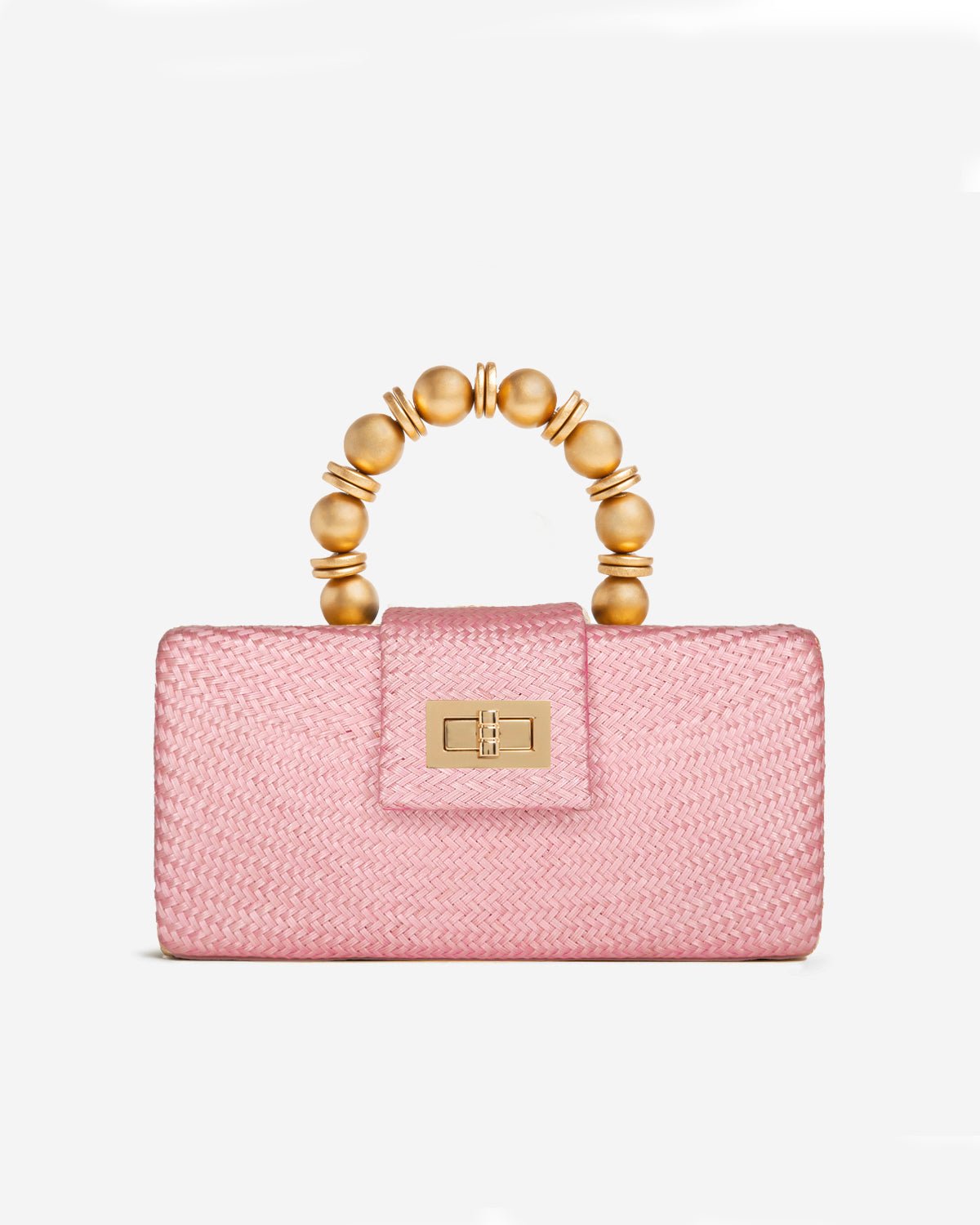 THE SERENA Light Pink Woven Straw Clutch Bag - Che Cose Belle