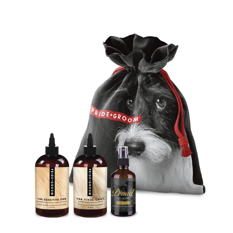 THE SMALL DELUXE DOGGY BAG — Luxury Dog Grooming Kit with 12oz Coat - Specific Shampoo, Conditioner & Signature Scent - Che Cose Belle