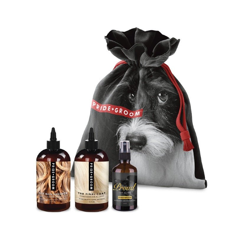 THE SMALL DELUXE DOGGY BAG — Luxury Dog Grooming Kit with 12oz Coat - Specific Shampoo, Conditioner & Signature Scent - Che Cose Belle