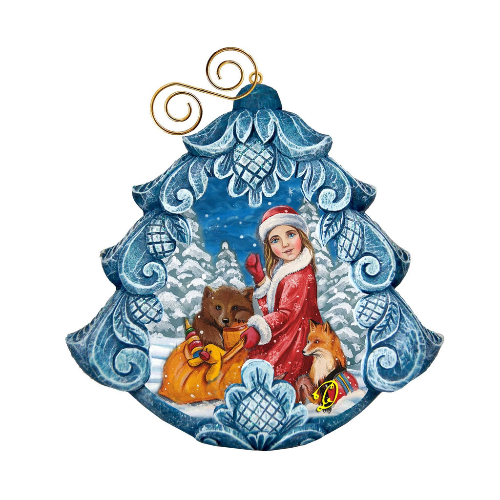 The Snow Maiden with Forest Friends Tree Sculpted Hand-Painted Christmas Ornament by G. DeBrekht - Christmas Decor - 610277 - Che Cose Belle