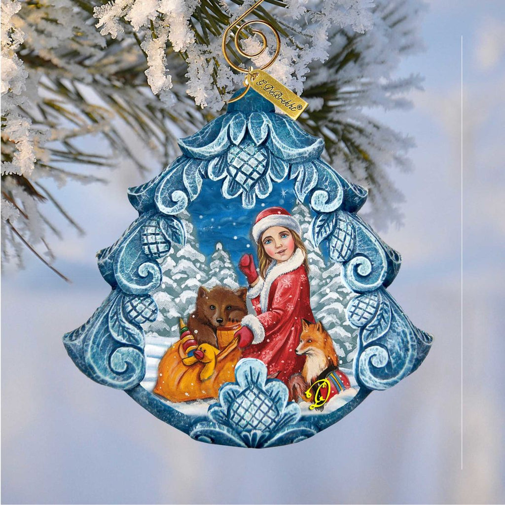 The Snow Maiden with Forest Friends Tree Sculpted Hand-Painted Christmas Ornament by G. DeBrekht - Christmas Decor - 610277 - Che Cose Belle