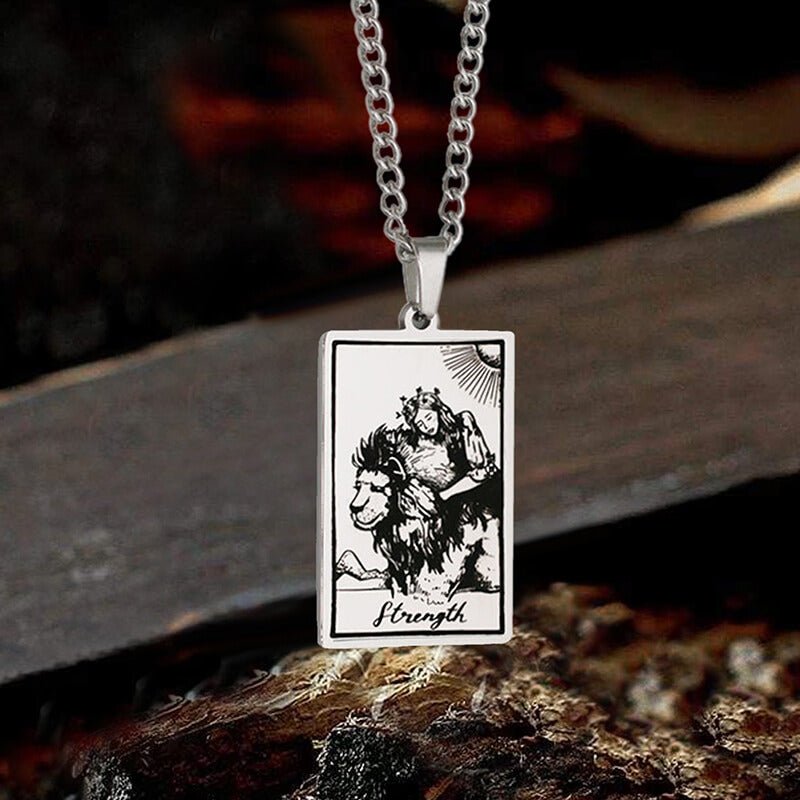 The Strength Tarot Card Stainless Steel Necklace - Che Cose Belle