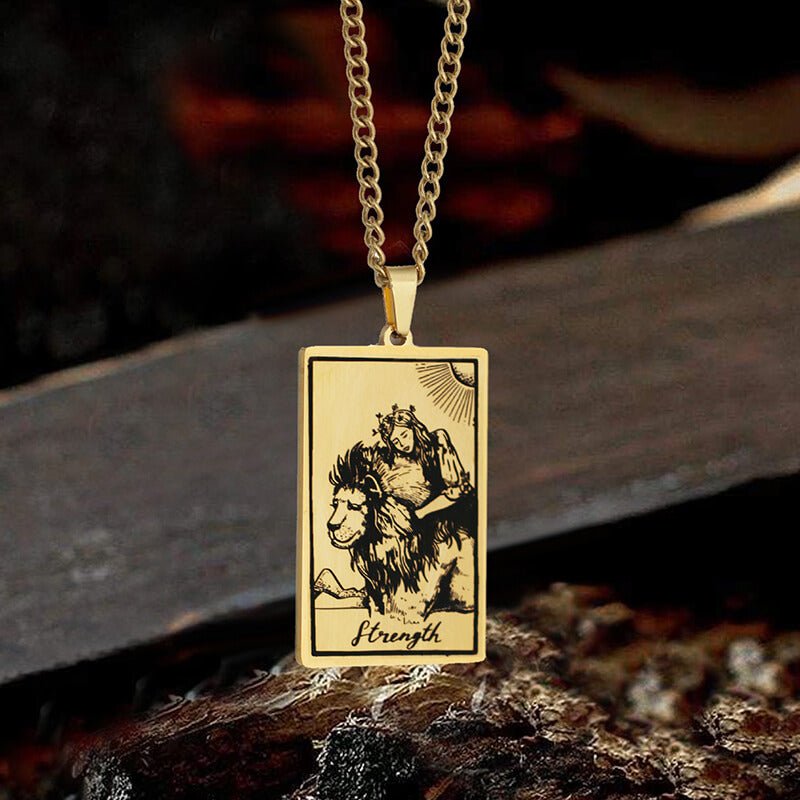 The Strength Tarot Card Stainless Steel Necklace - Che Cose Belle