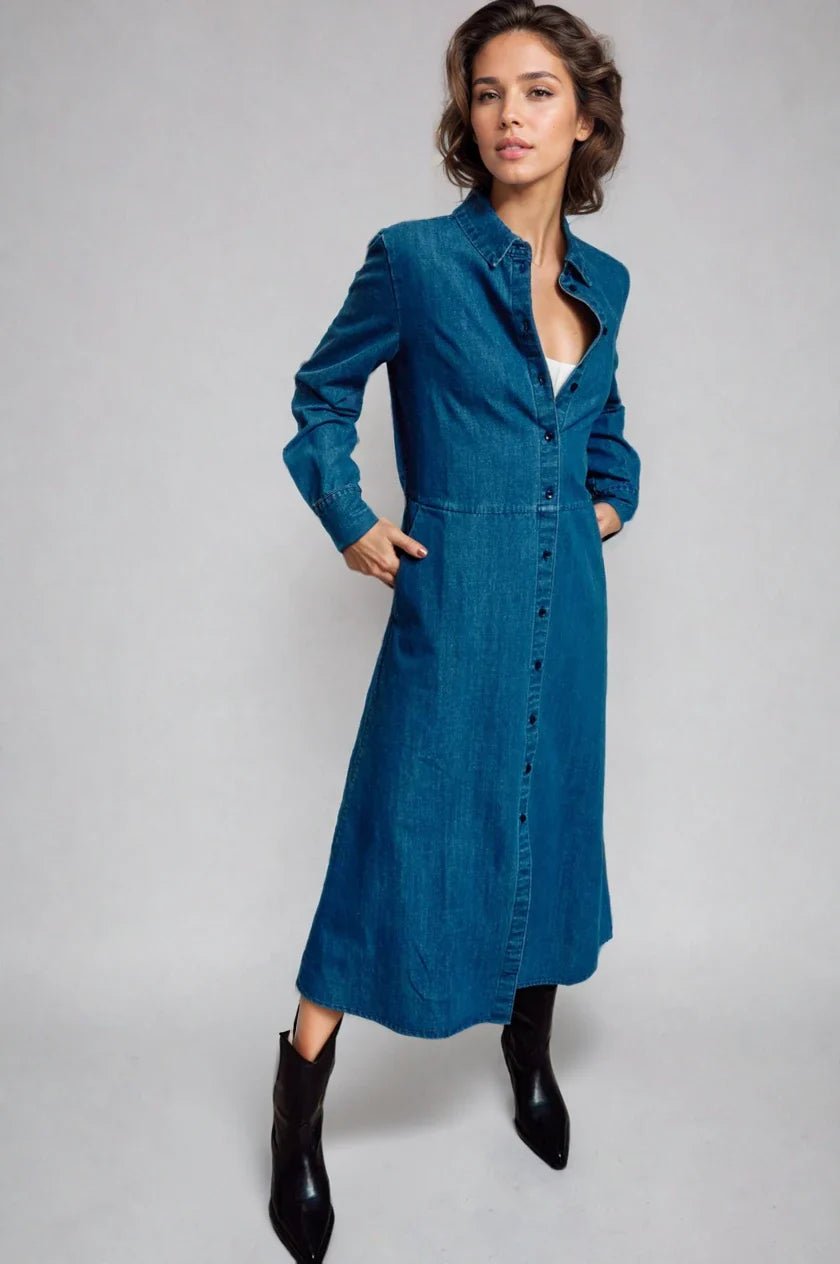 The Sunday Stroll Denim Shirt Dress - Che Cose Belle