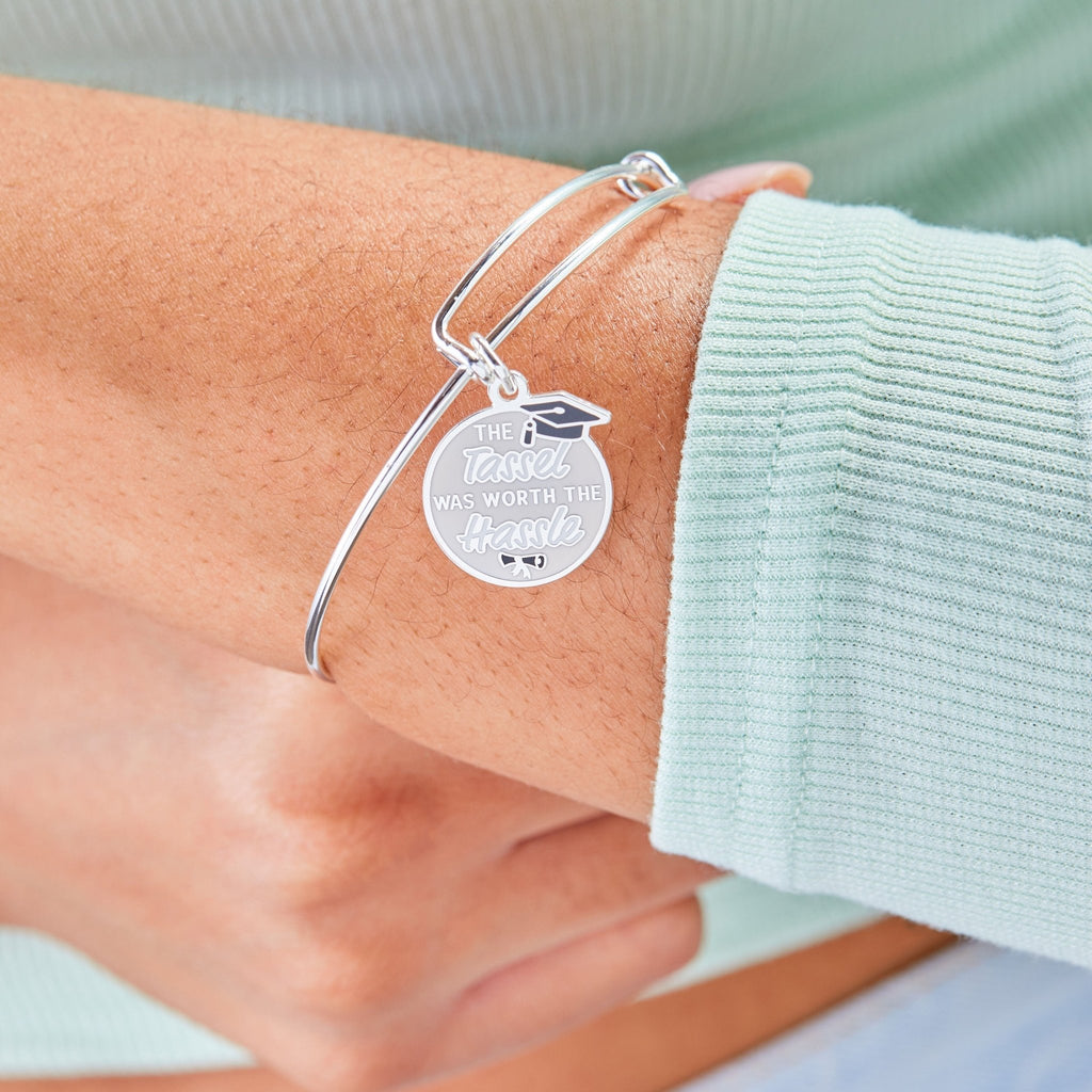 'The Tassel was Worth the Hassle' Graduation Charm Bangle - Che Cose Belle