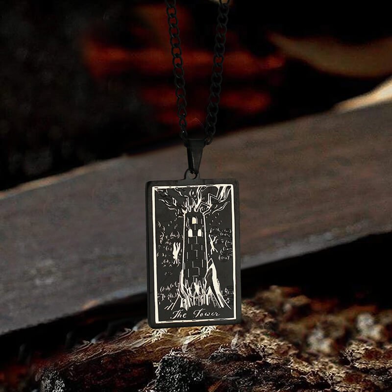 The Tower Major Arcana Tarot Stainless Steel Necklace - Che Cose Belle