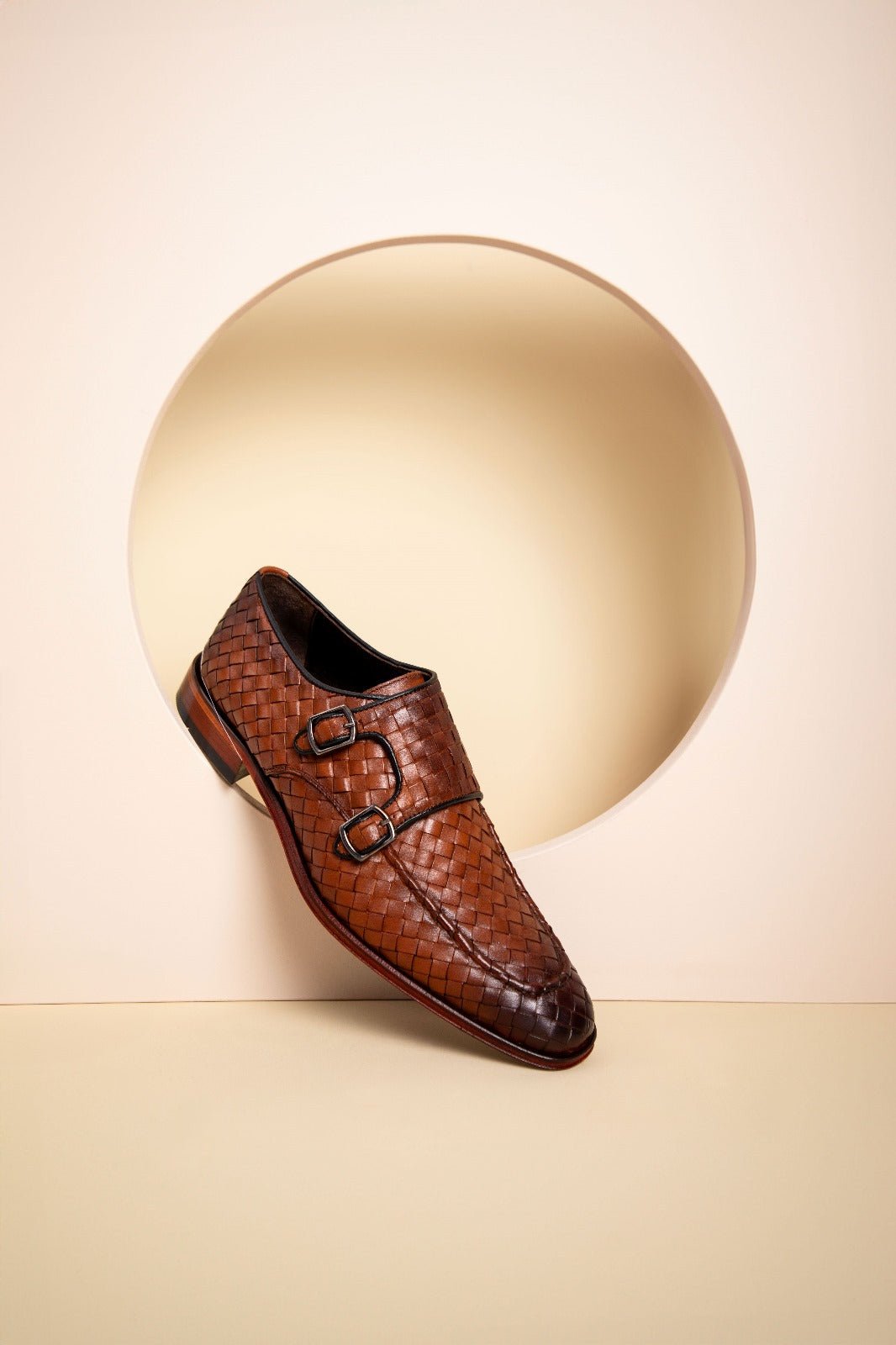 The Turan Brown Woven Double Monk Strap Dress Men Shoe - Che Cose Belle