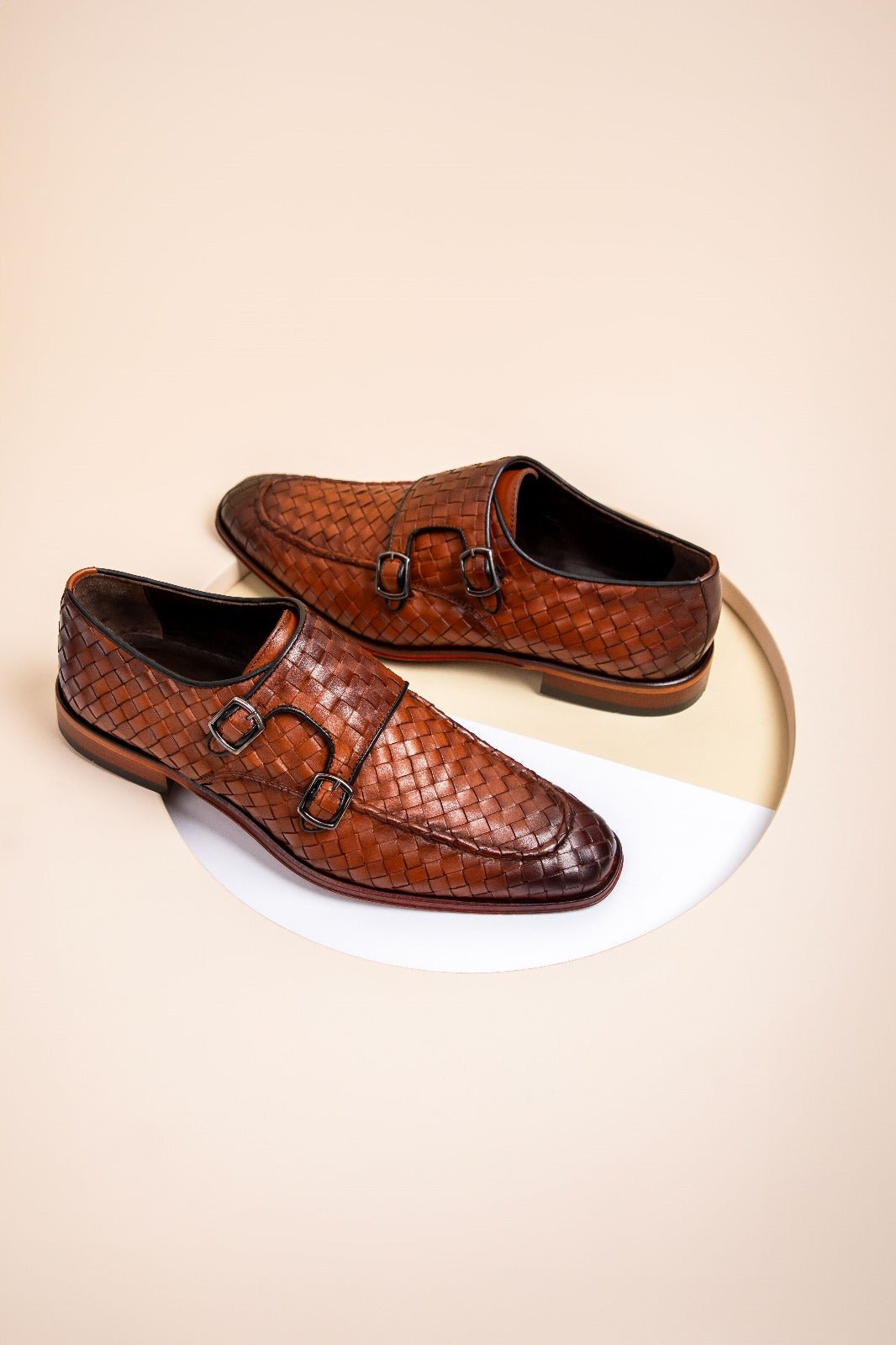 The Turan Brown Woven Double Monk Strap Dress Men Shoe - Che Cose Belle