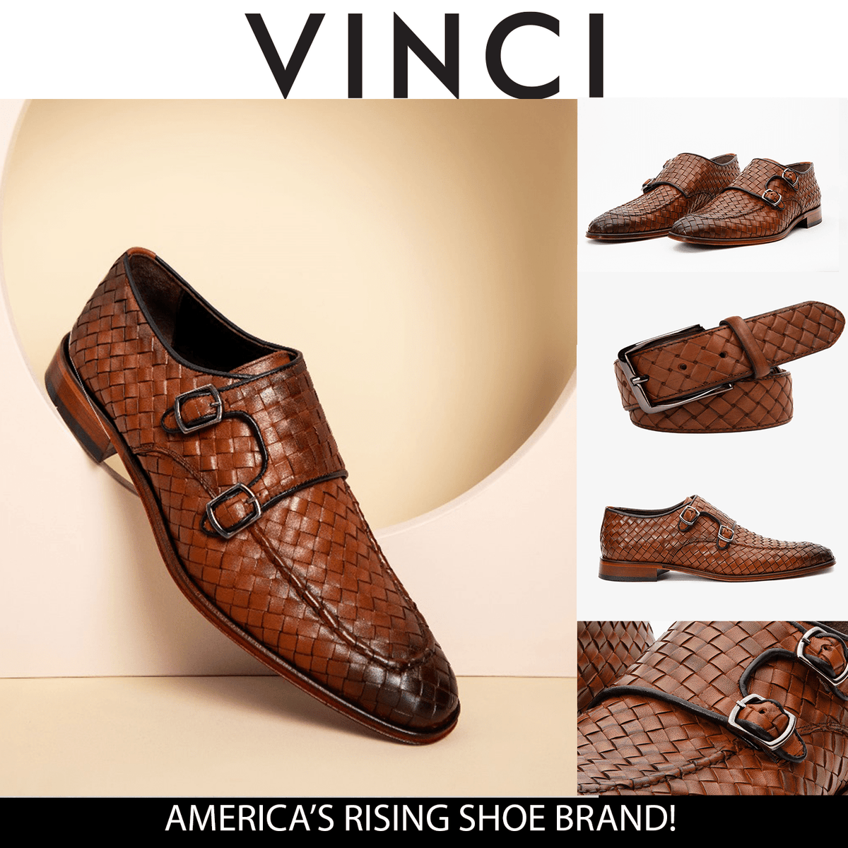 The Turan Brown Woven Double Monk Strap Dress Men Shoe - Che Cose Belle