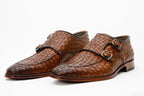 The Turan Brown Woven Double Monk Strap Dress Men Shoe - Che Cose Belle