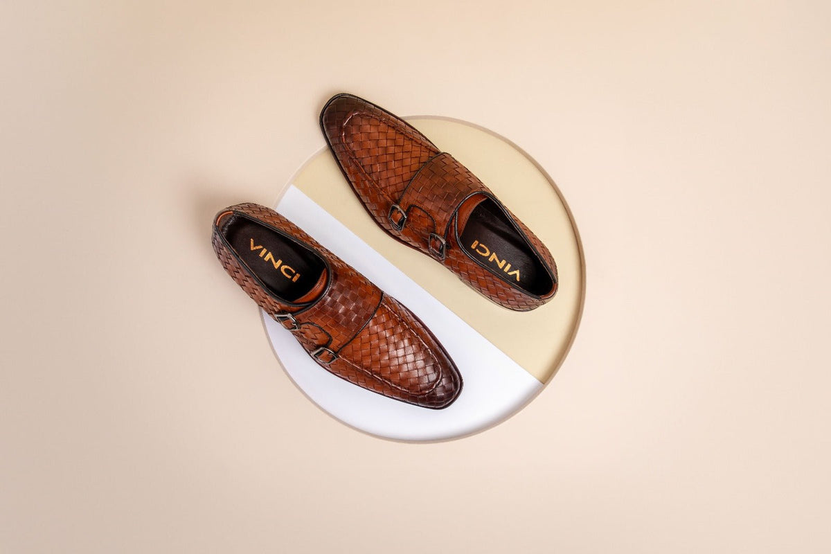 The Turan Brown Woven Double Monk Strap Dress Men Shoe - Che Cose Belle