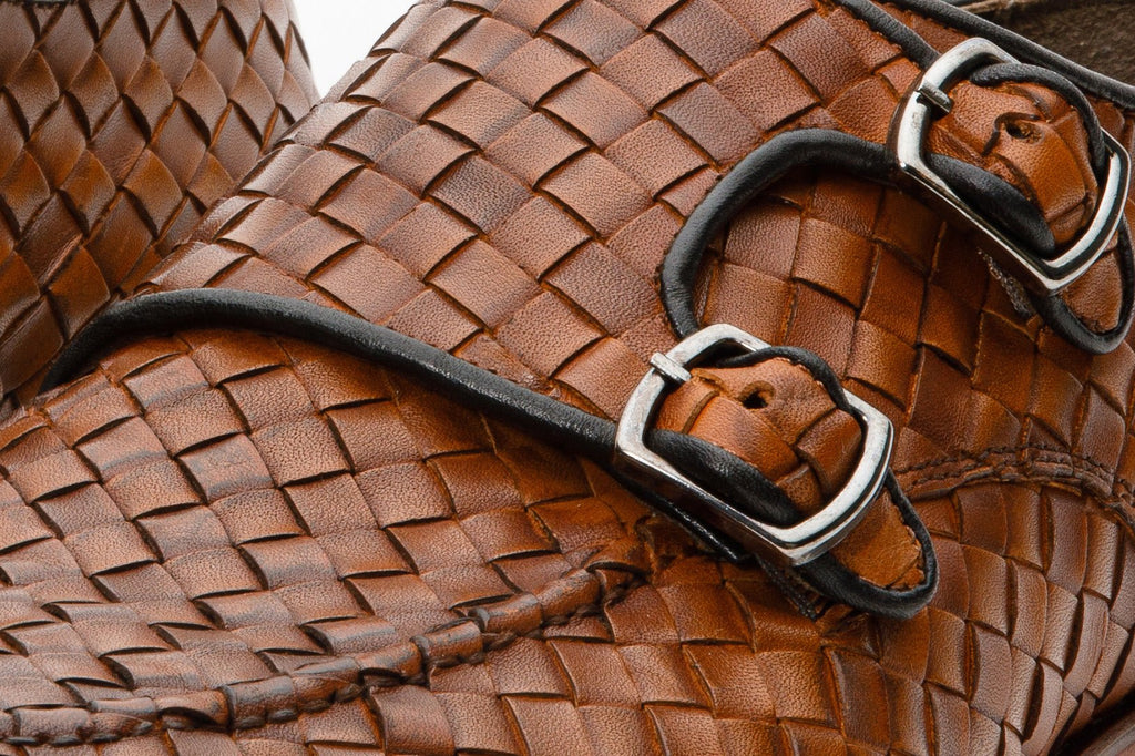 The Turan Brown Woven Double Monk Strap Dress Men Shoe - Che Cose Belle