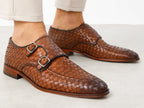 The Turan Brown Woven Double Monk Strap Dress Men Shoe - Che Cose Belle
