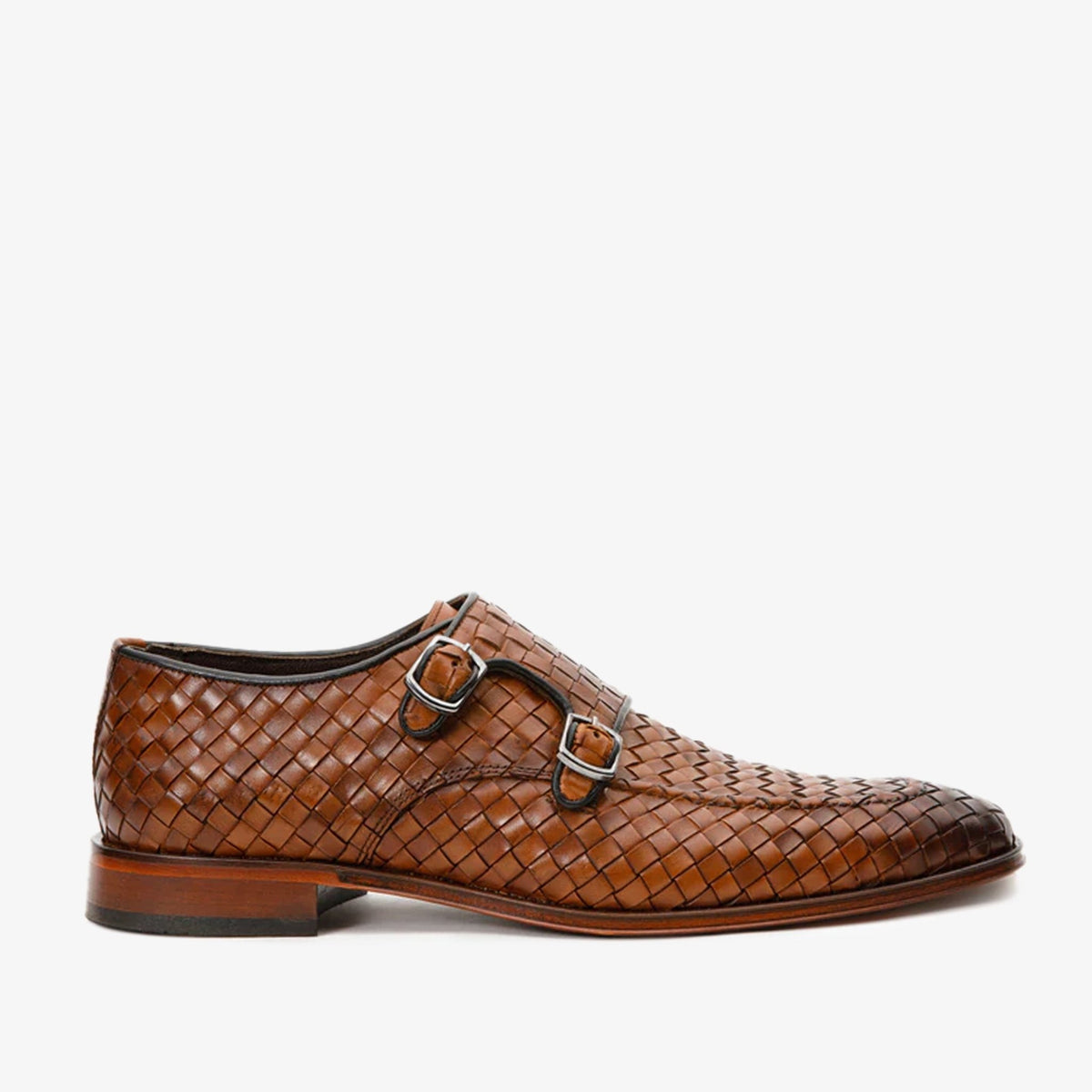 The Turan Brown Woven Double Monk Strap Dress Men Shoe - Che Cose Belle