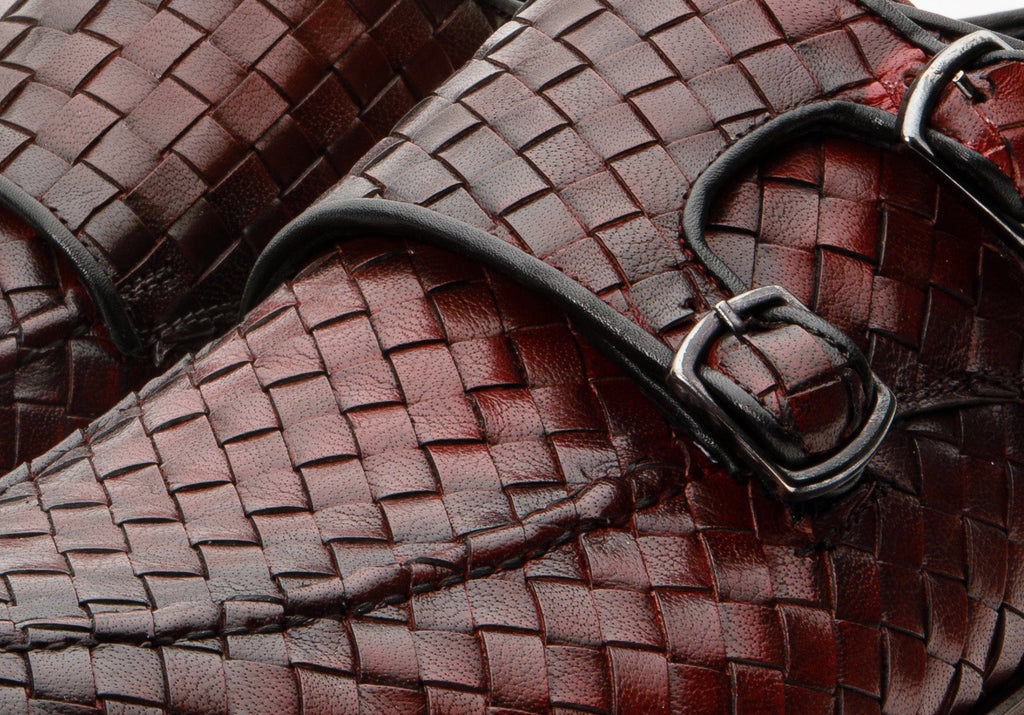 The Turan Burgundy Woven Double Monk Strap Dress Men Shoe - Che Cose Belle