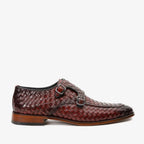 The Turan Burgundy Woven Double Monk Strap Dress Men Shoe - Che Cose Belle