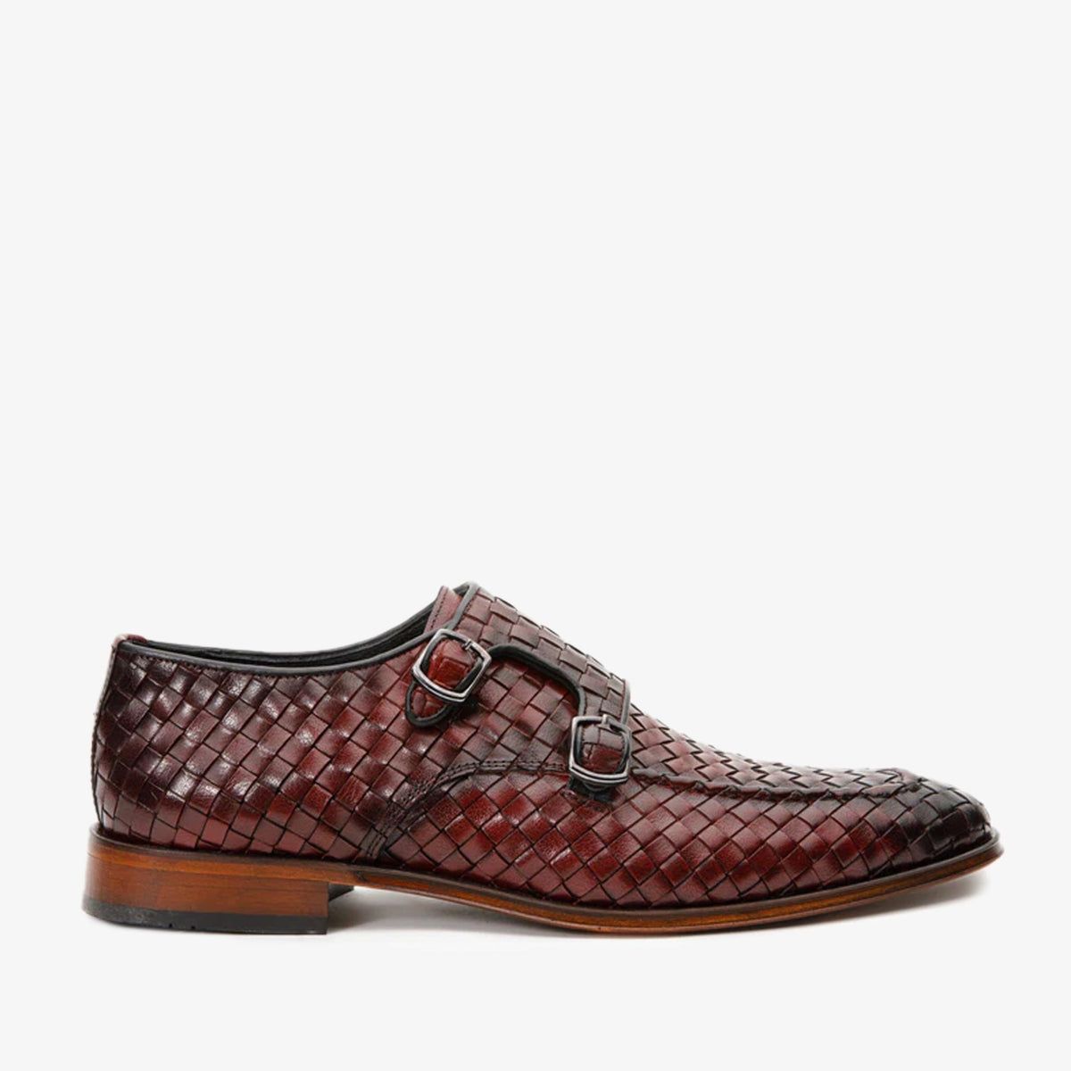The Turan Burgundy Woven Double Monk Strap Dress Men Shoe - Che Cose Belle