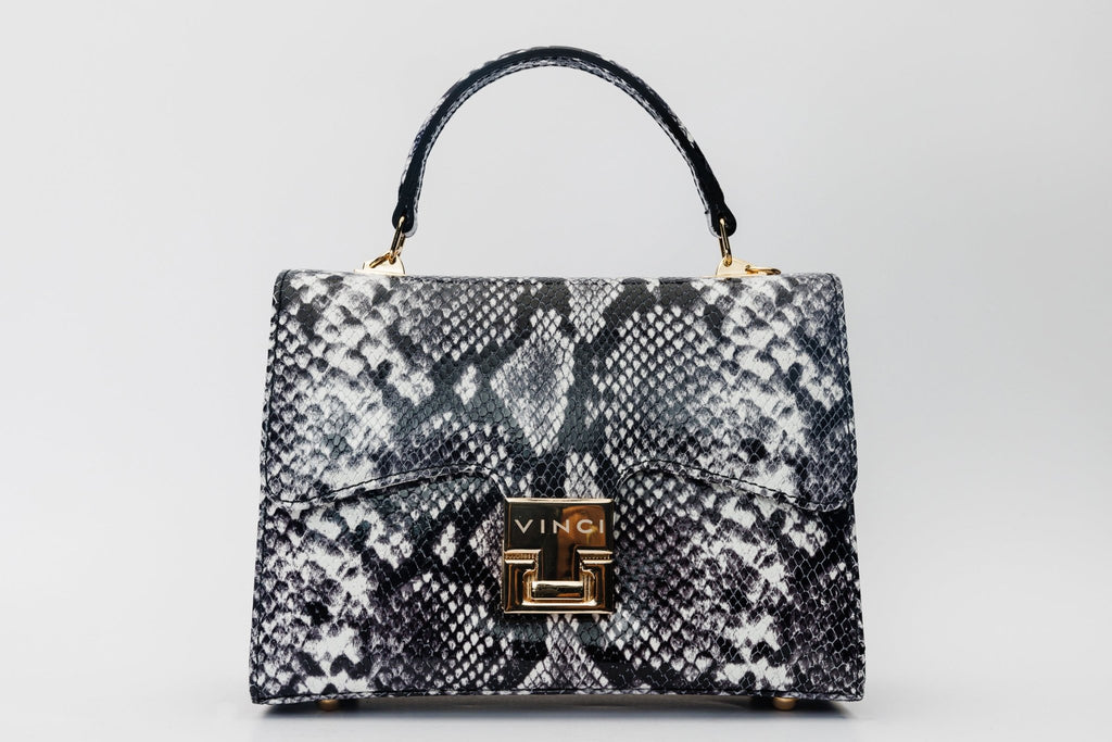 The Venezia Black & White Leather Handbag - Che Cose Belle