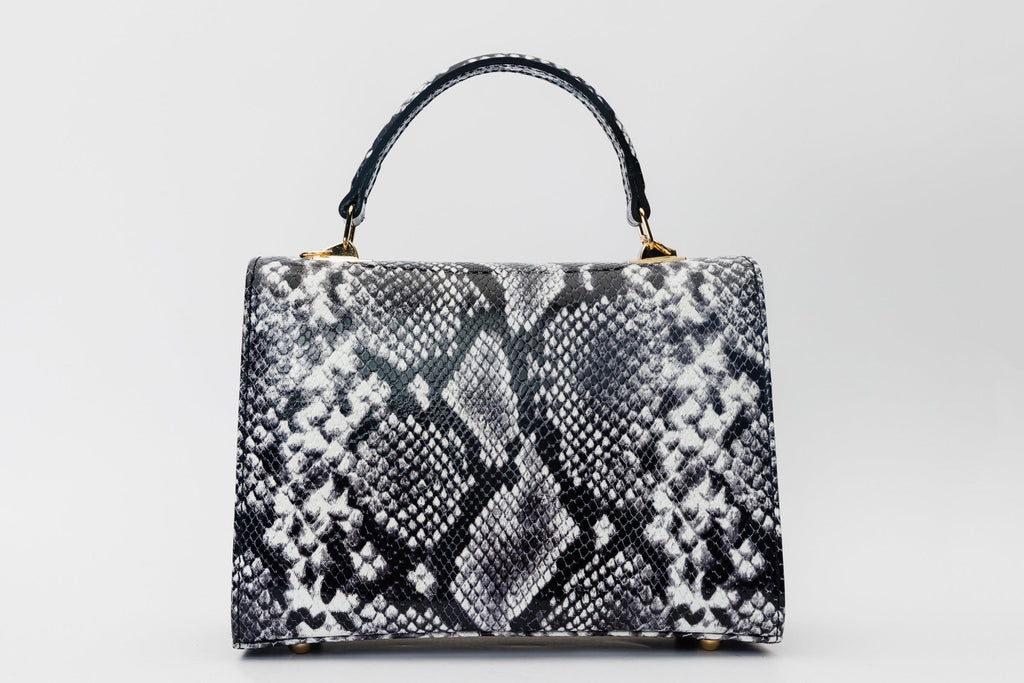 The Venezia Black & White Leather Handbag - Che Cose Belle