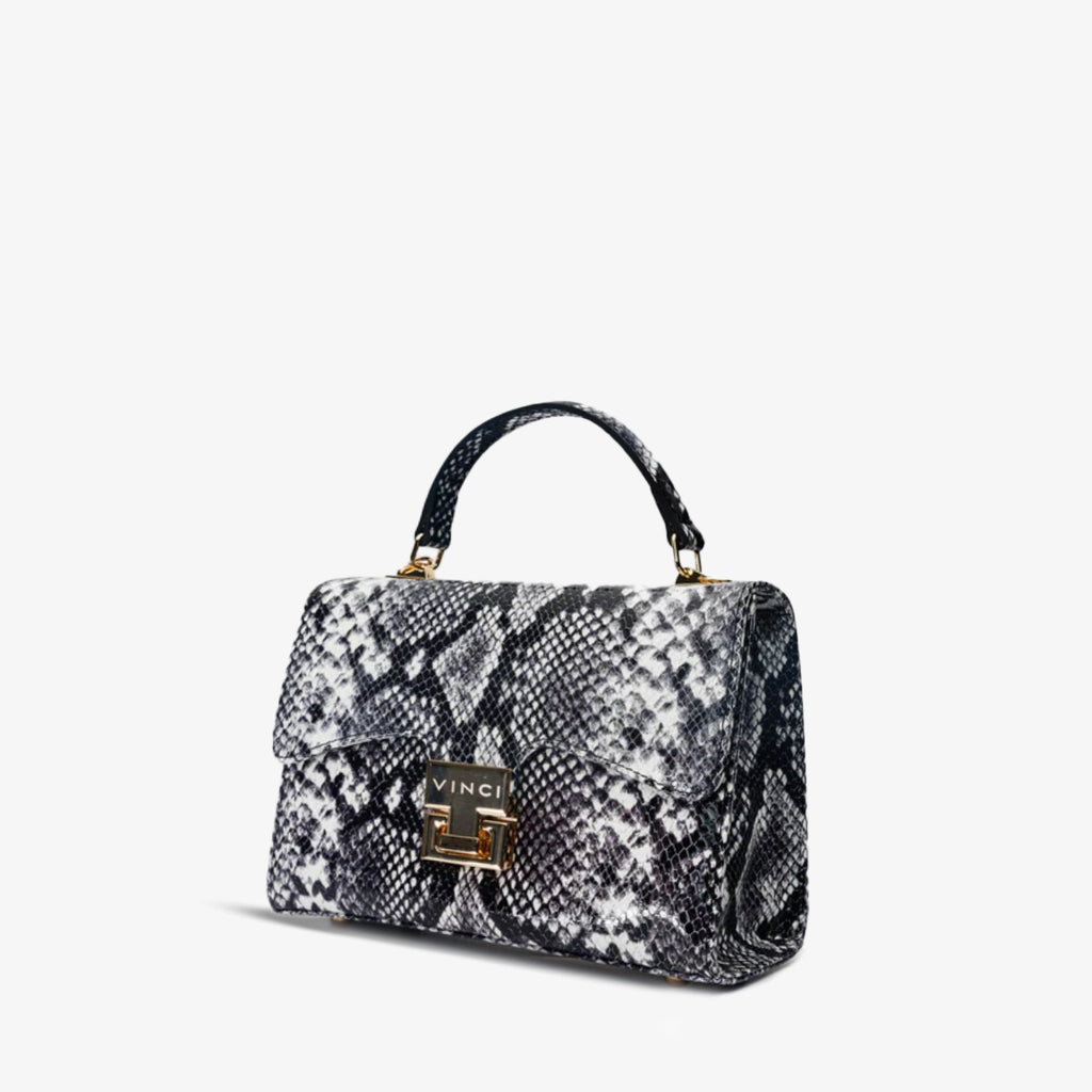 The Venezia Black & White Leather Handbag - Che Cose Belle