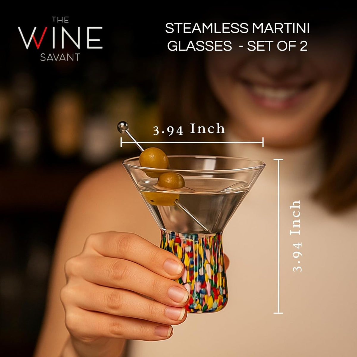 The Wine Savant Stemless Martini Glasses Hand Blown - Set of 2 Clear - Che Cose Belle