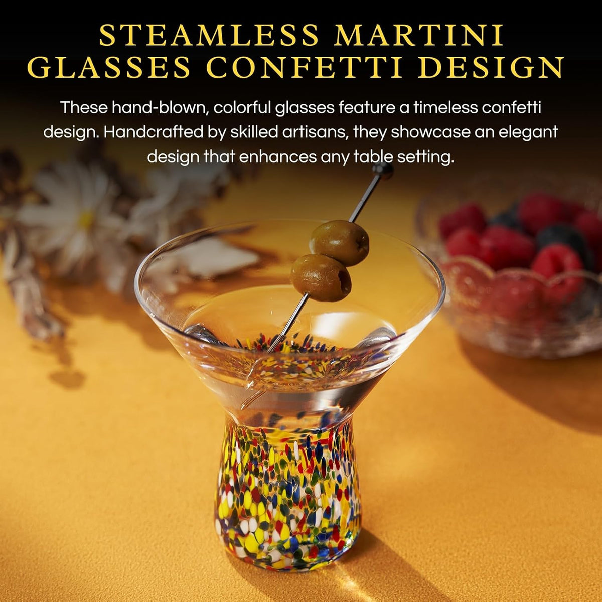 The Wine Savant Stemless Martini Glasses Hand Blown - Set of 2 Clear - Che Cose Belle