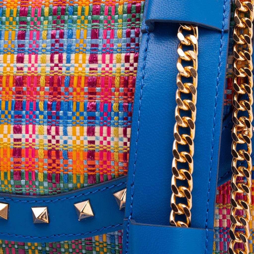 The Zoe Multicolor Tweed & Blue Leather Handbag - Che Cose Belle