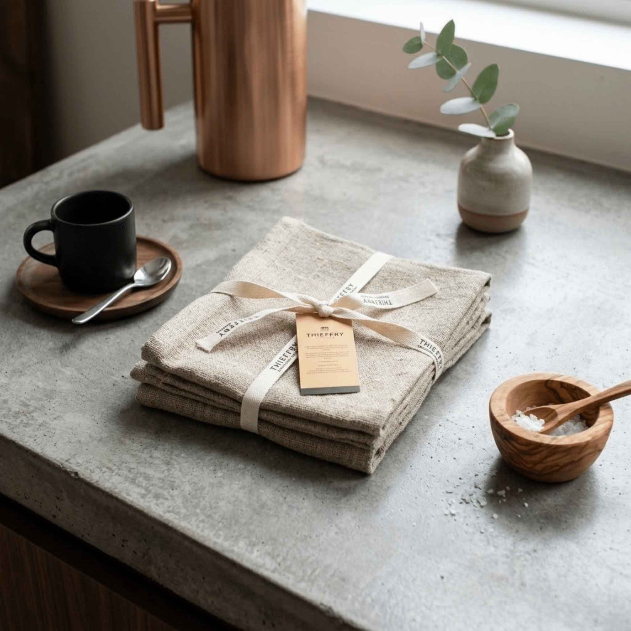Thieffry Belgian Linen Napkins, Raw Natural, Set of 4 - Che Cose Belle