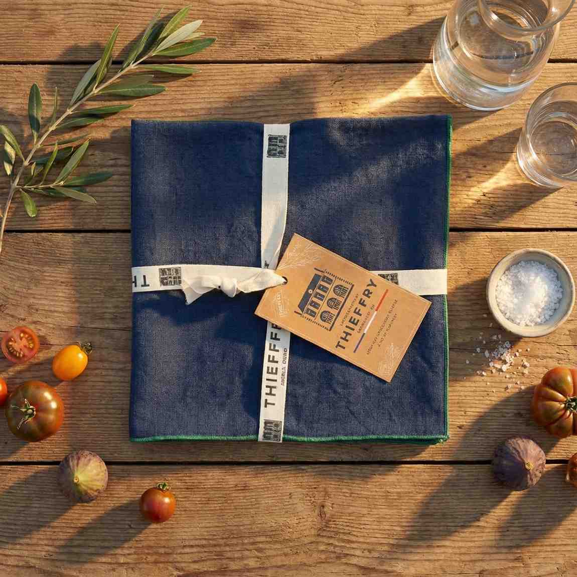 Thieffry Contrast Trim Napkin, Indigo - Che Cose Belle