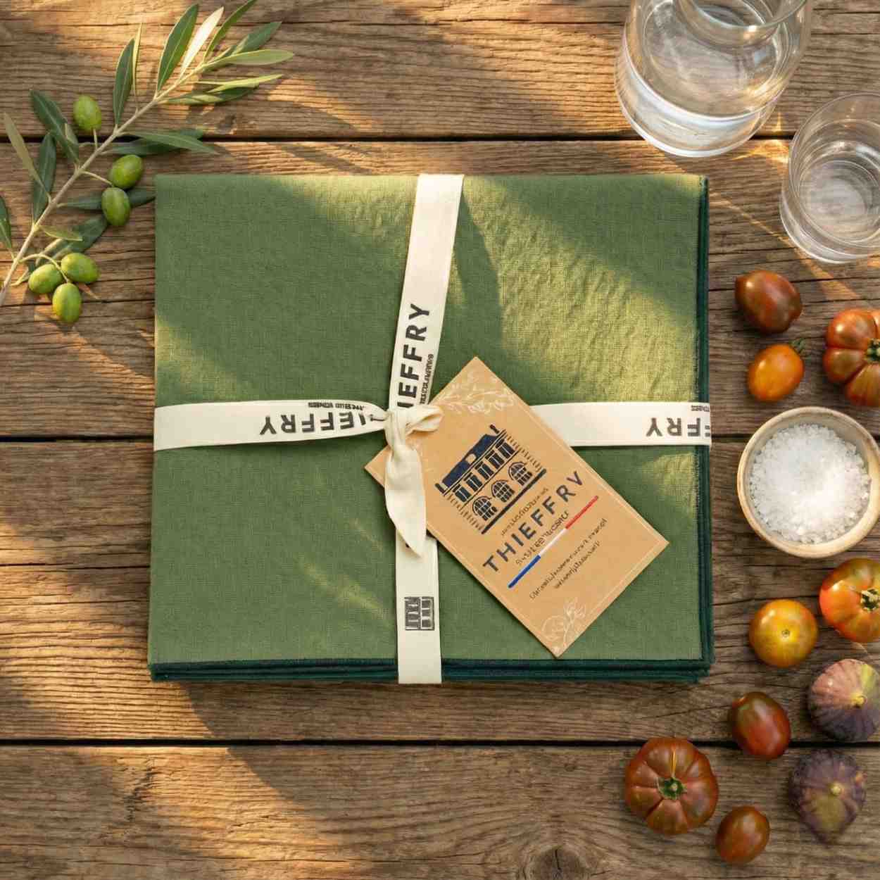 Thieffry Contrast Trim Napkin, Olive - Che Cose Belle
