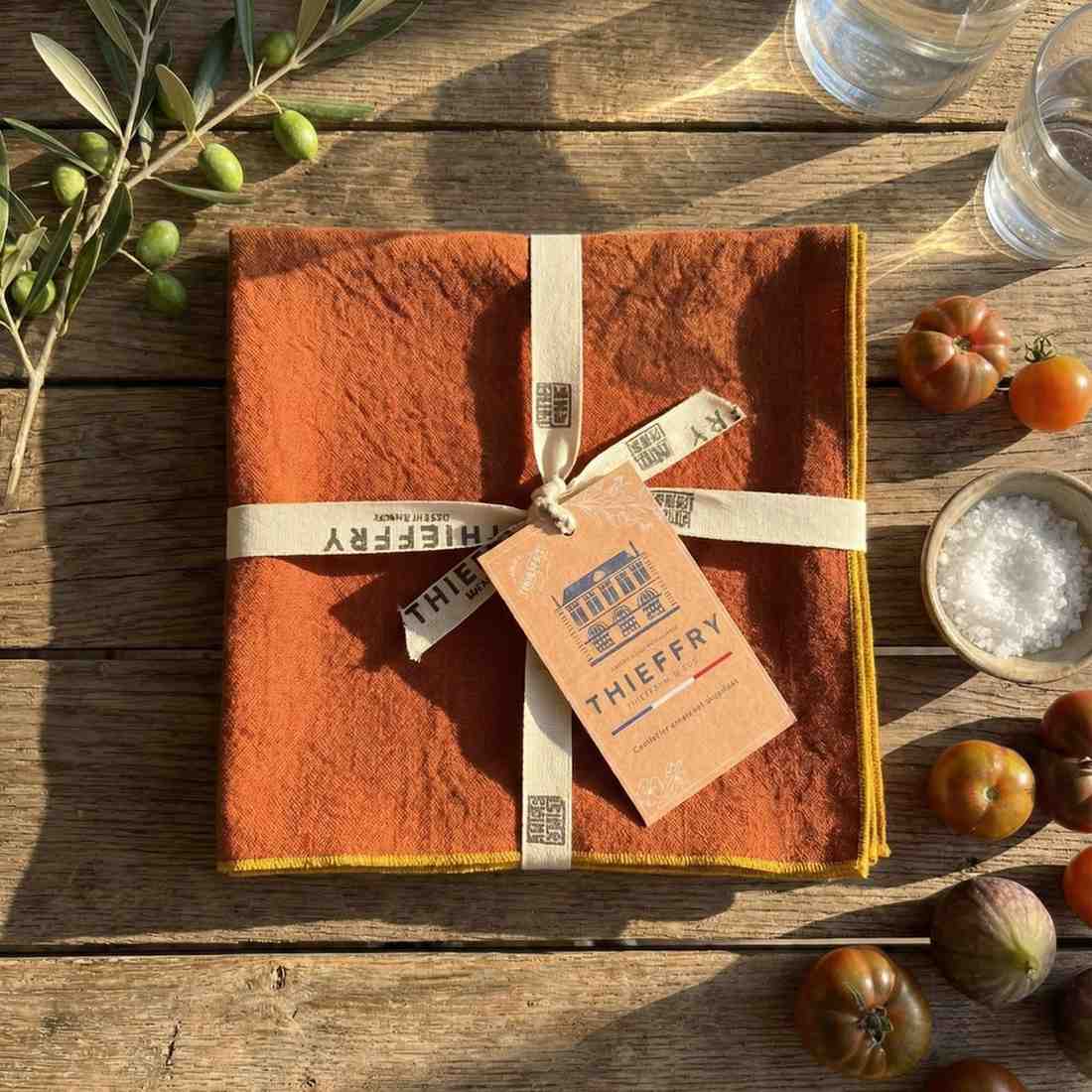 Thieffry Contrast Trim Napkin, Sienna - Che Cose Belle