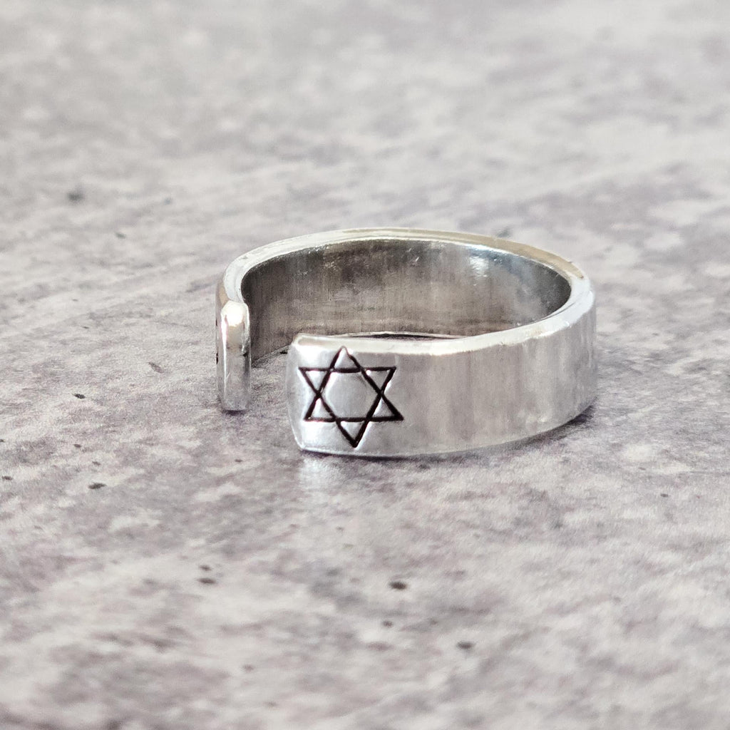 This too is for the Best Hebrew Star of David Open Back Thin Band Ring - Che Cose Belle