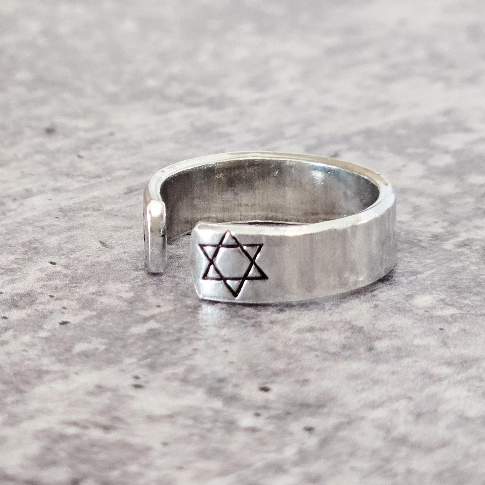 This too is for the Best Hebrew Star of David Open Back Thin Band Ring - Che Cose Belle