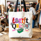Thrift Queen Tote Bag, Colorful Second Hand Shopping Gift Shopper - Che Cose Belle